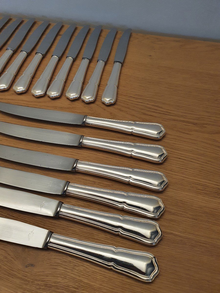 Sfam, Suite Of 24 Knives, Violin Filet, Silver Metal, XX °.-photo-8