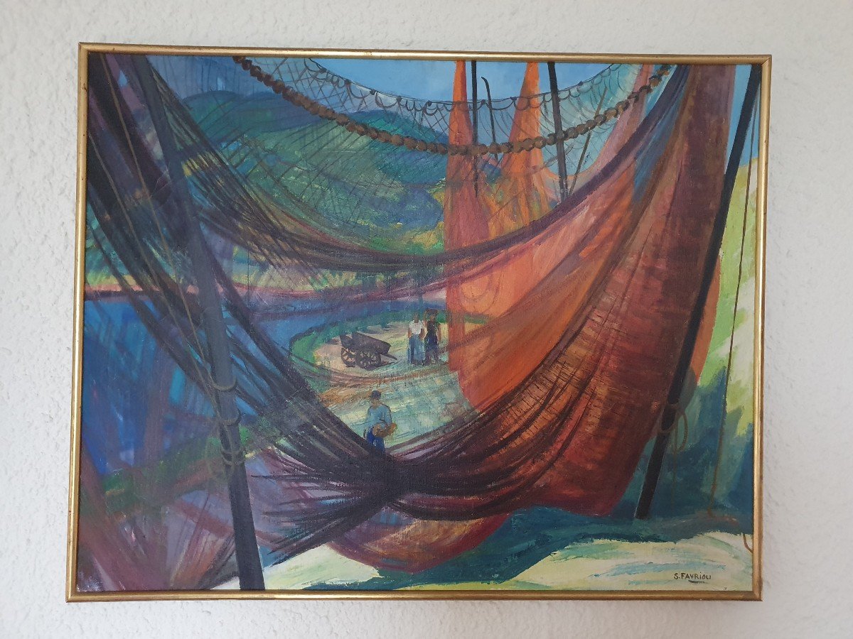 Suzanne Favriou, The Nets, Oil On Canvas, XX°.-photo-1