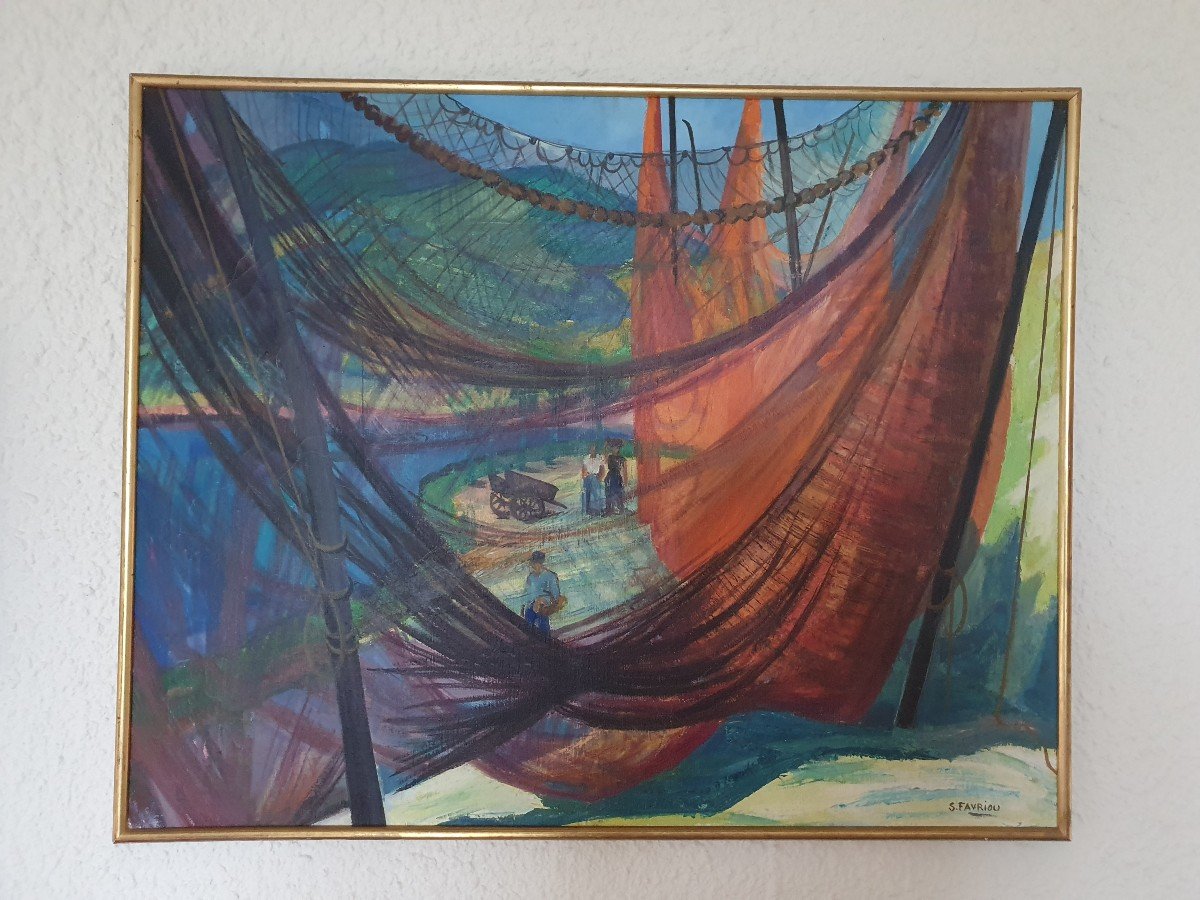 Suzanne Favriou, The Nets, Oil On Canvas, XX°.-photo-2
