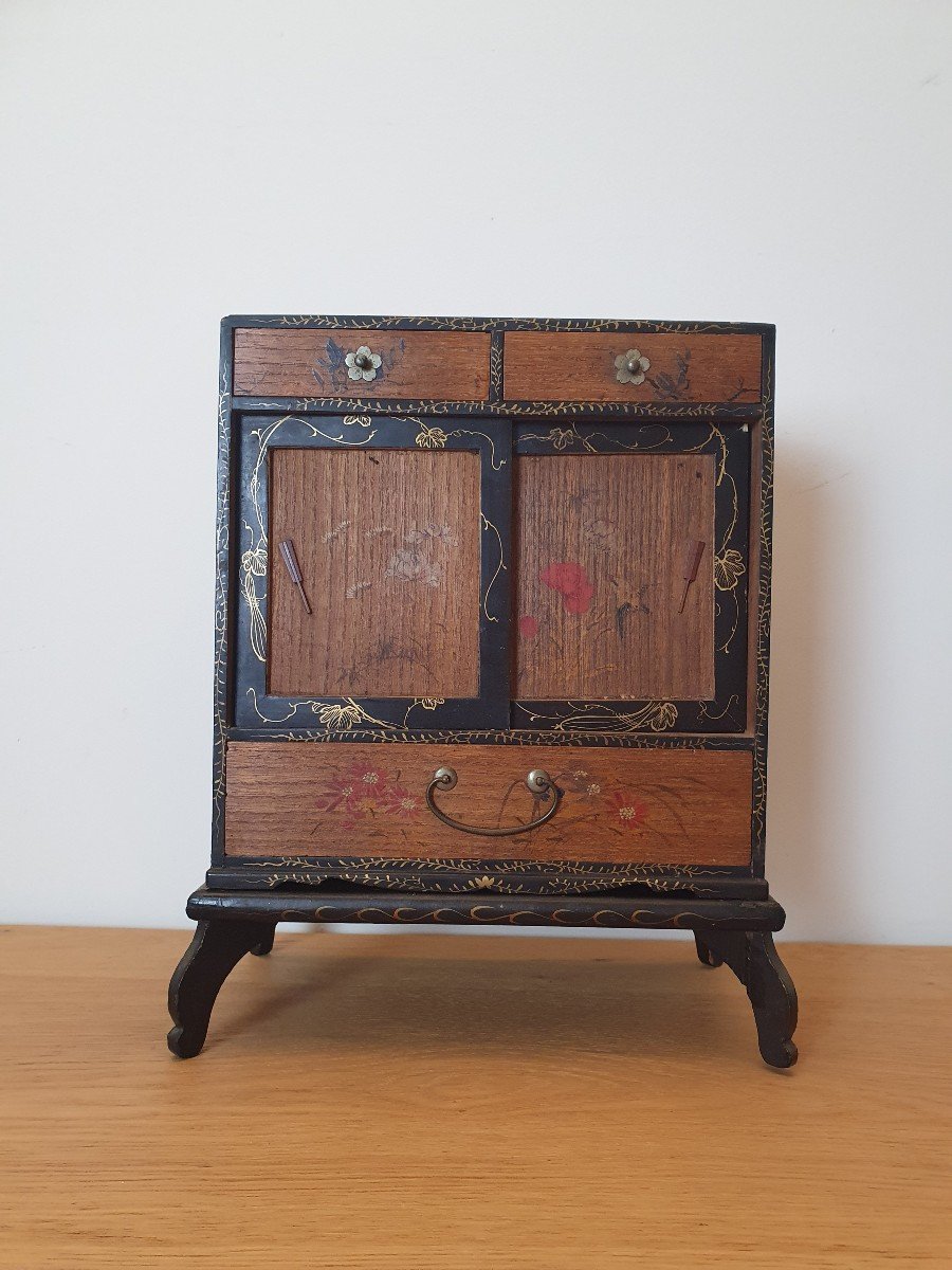 Japan, Small Cabinet, Wood And Lacquer, Early Twentieth.