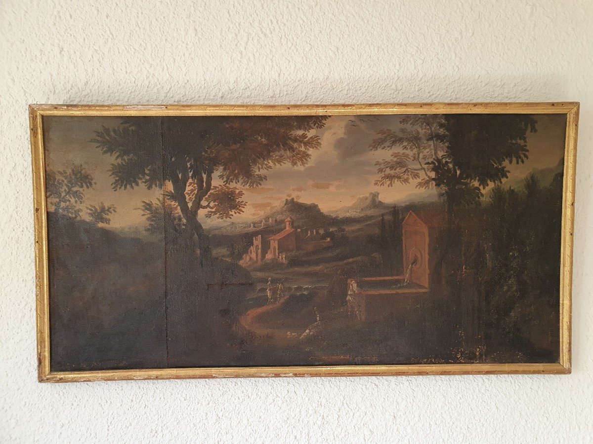 Paysage Animé , Huile Sur Toile , XVIIème Siècle . 