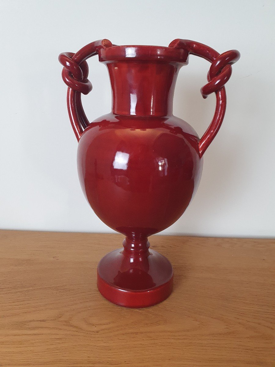 Jérôme Massier, Baluster Vase With Handles, Ceramic, Art Nouveau. Vallauris, XX°.-photo-4