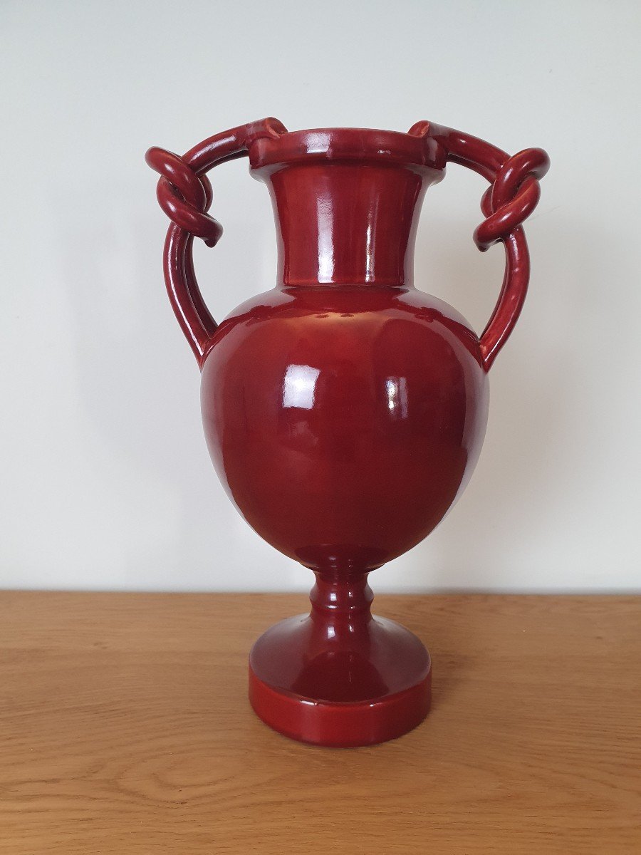 Jérôme Massier, Baluster Vase With Handles, Ceramic, Art Nouveau. Vallauris, XX°.