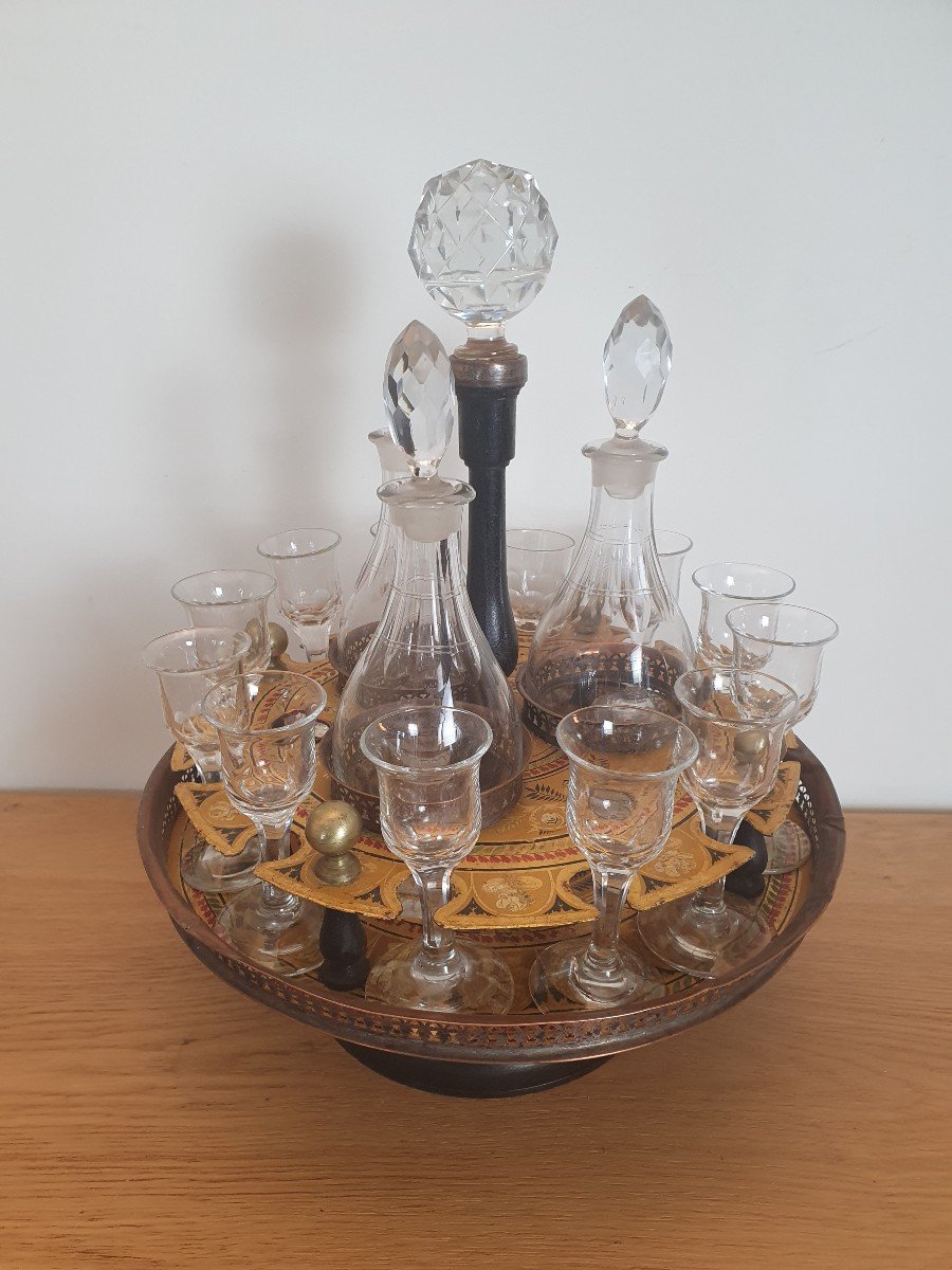 Cabaret, Painted And Lithographed Sheet Metal, Restoration Period, Early 19th Century.