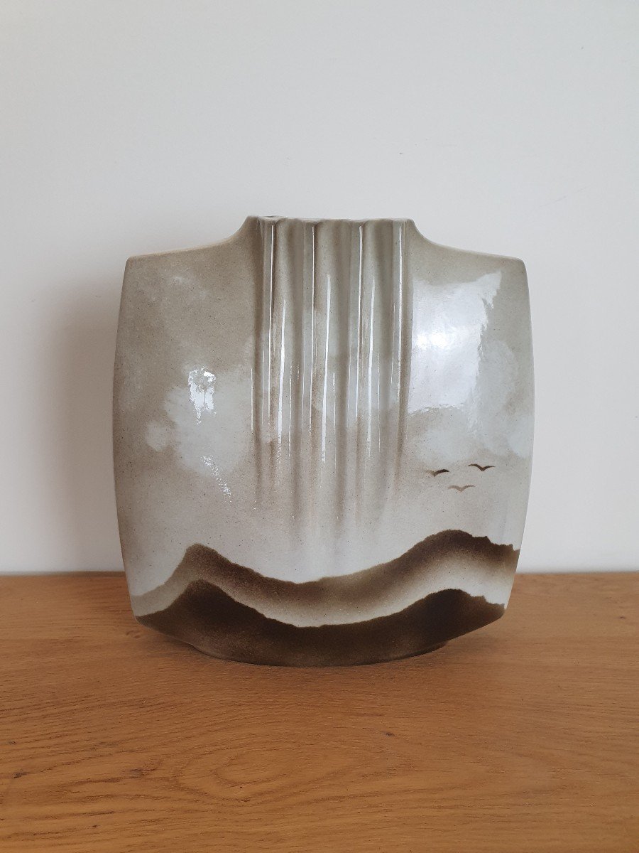 Yves Mohy (1928-2004), Grand Vase , Porcelaine , Virebent , XX°. -photo-3