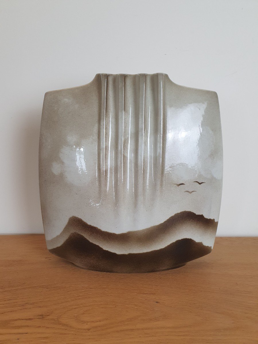 Yves Mohy (1928-2004), Grand Vase , Porcelaine , Virebent , XX°. -photo-4