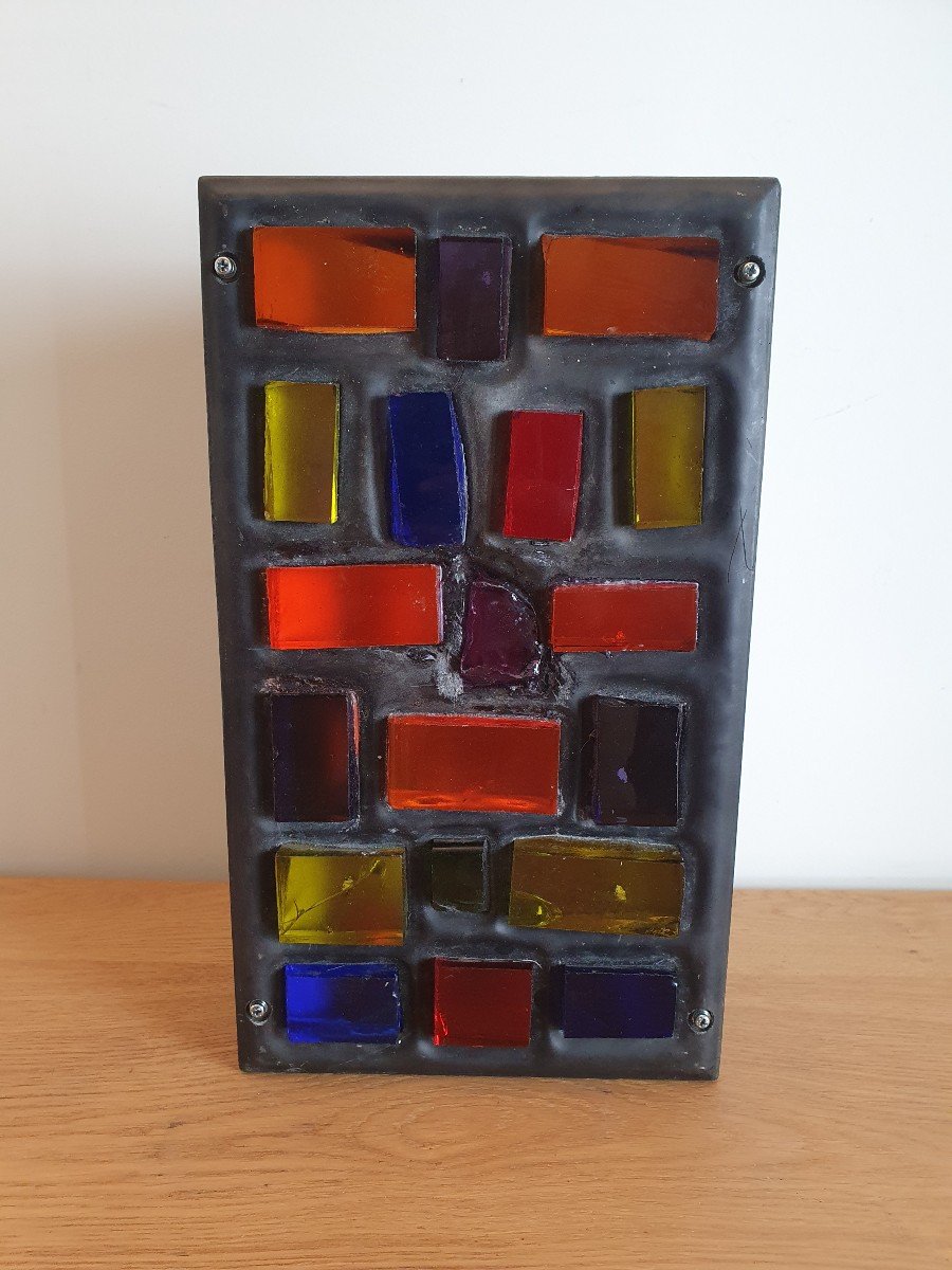 Jean Simon Labret, Table/applique Lamp, Glass Mosaic, XX°.