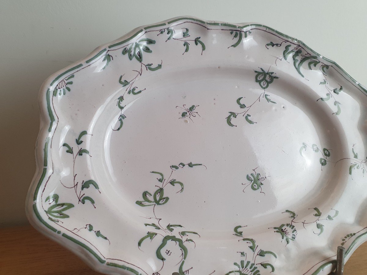 Sud Ouest , Plat Ovale, Faïence , Camaïeu Vert , XVIII°.  -photo-4