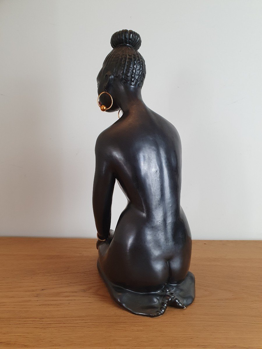 African Woman, Céramique , Middle XX °.-photo-4