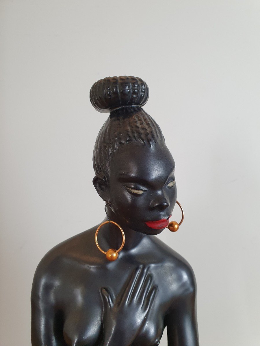 African Woman, Céramique , Middle XX °.-photo-2