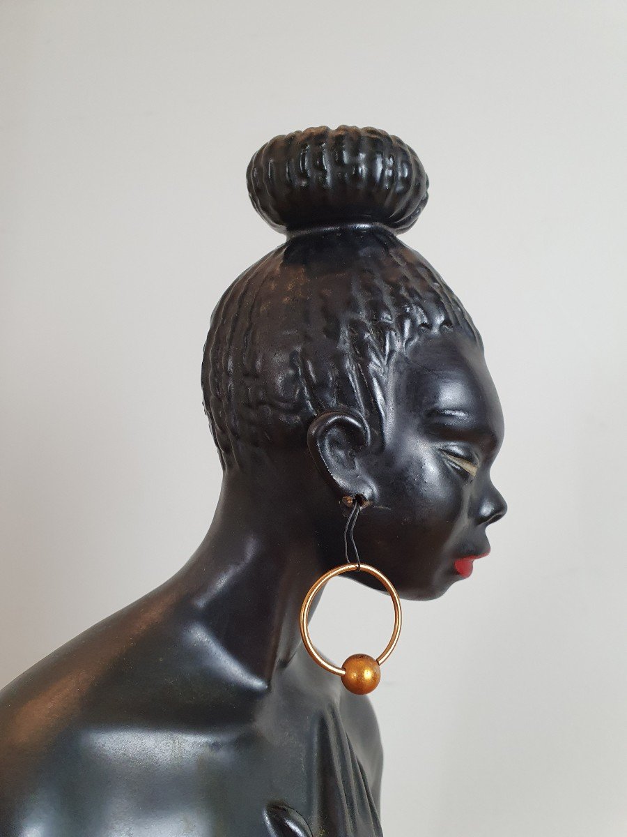 African Woman, Céramique , Middle XX °.-photo-5