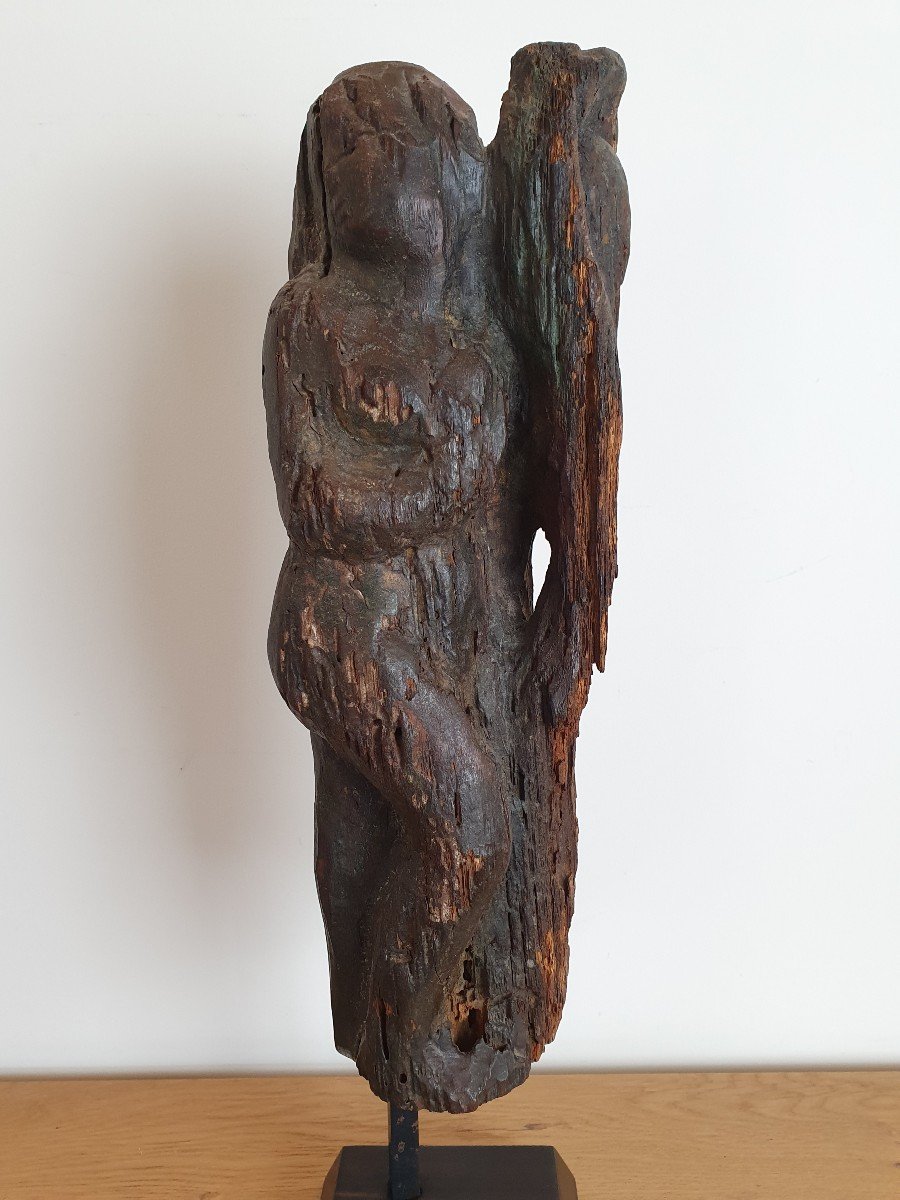 Naked Woman, Wooden Sculpture, XVIII °.-photo-3