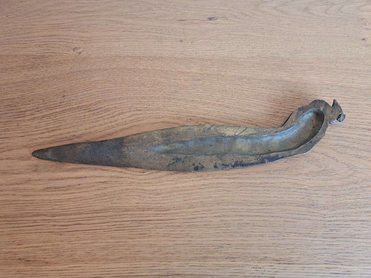 Art Nouveau, Paper Cutter Forming Peacock, Bronze, Late 19th / Early 20th Century.-photo-3