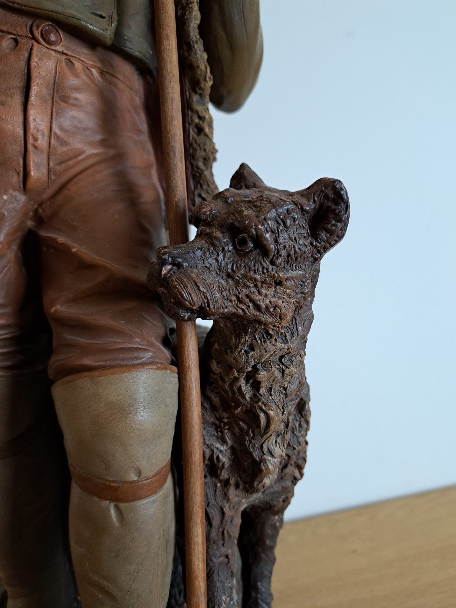 Joseph Le Guluche, The Mountain Shepherd, Terracotta, Isle Adam, Late 19th Century.-photo-2