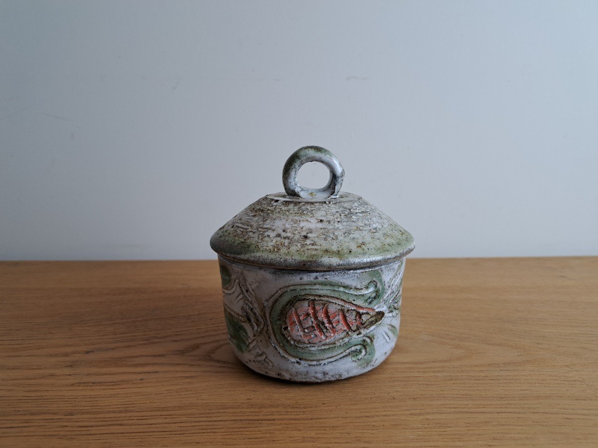 Albert Thiry, Covered Pot, Flowers, Ceramics, XX°.