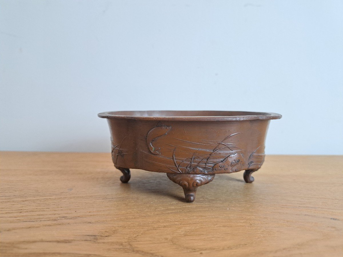 Japan, Cache Pot, Patinated Metal, Early 20th Century.