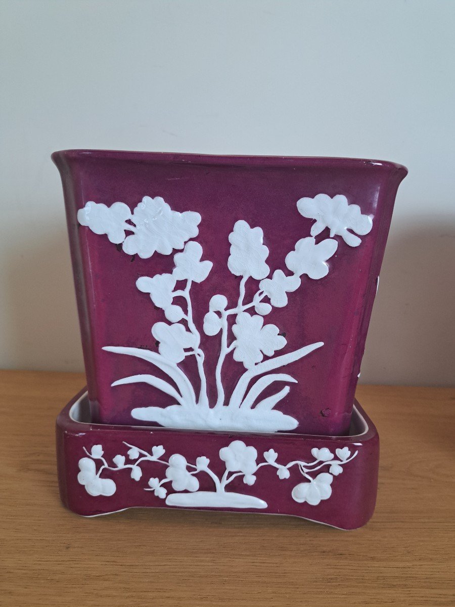 Minton , Paire De Cache Pots , Céramique , Fin XIX°. -photo-7