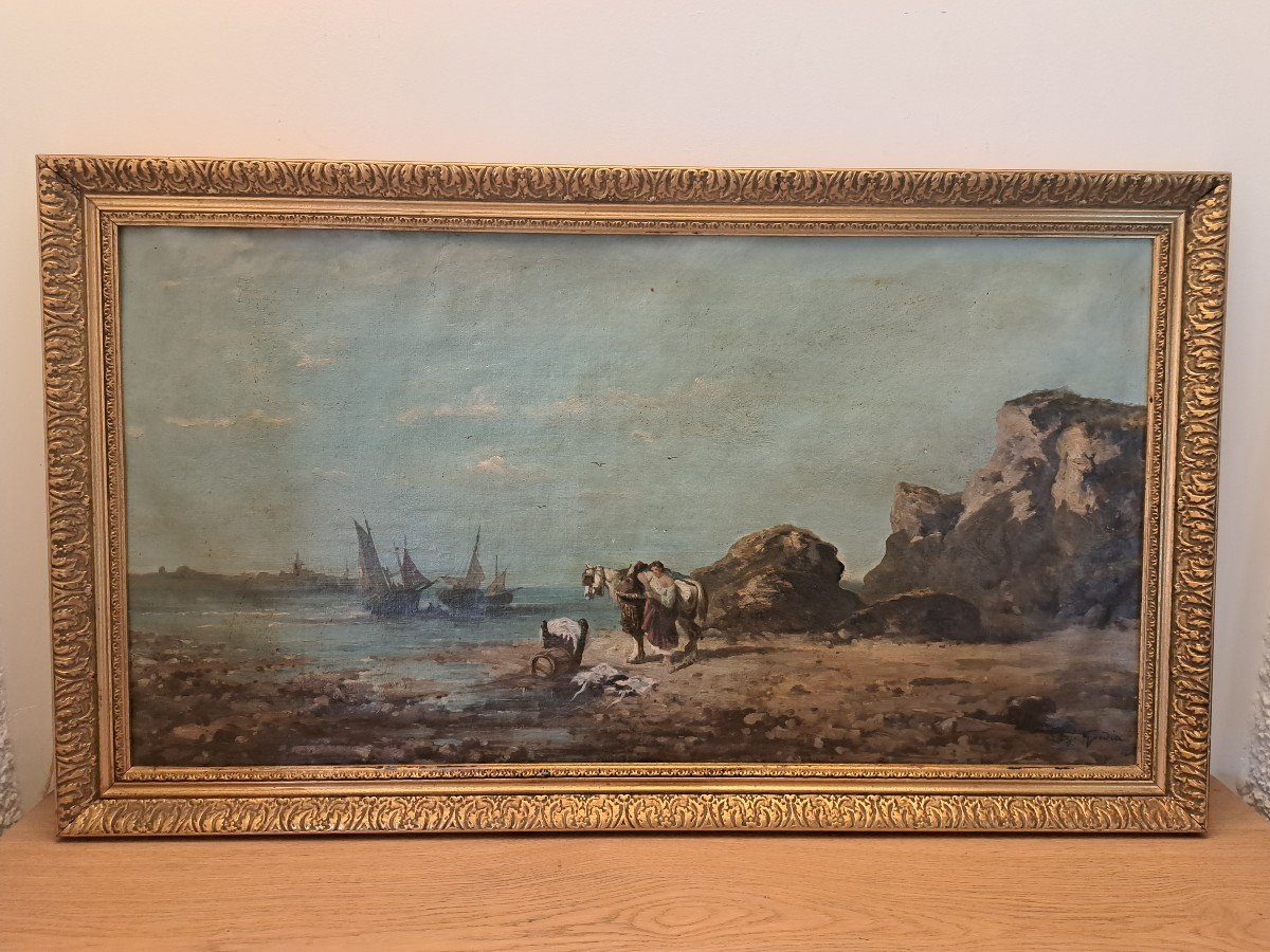 Grande Marine, Normandy Seaside, Oil On Canvas, 19th Century.