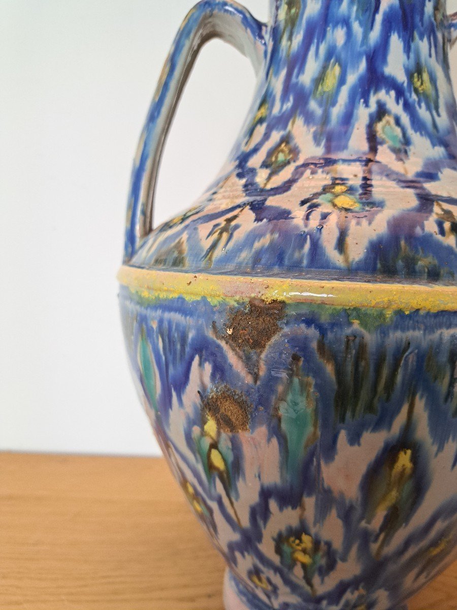 Ewer/vase With Two Handles, Earthenware, Safi, Morocco, Al Soussi, Art Deco, 20th Century.-photo-1