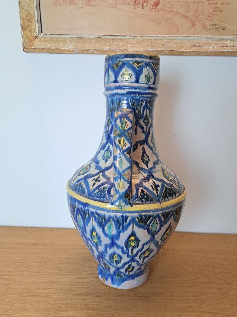 Ewer/vase With Two Handles, Earthenware, Safi, Morocco, Al Soussi, Art Deco, 20th Century.-photo-2