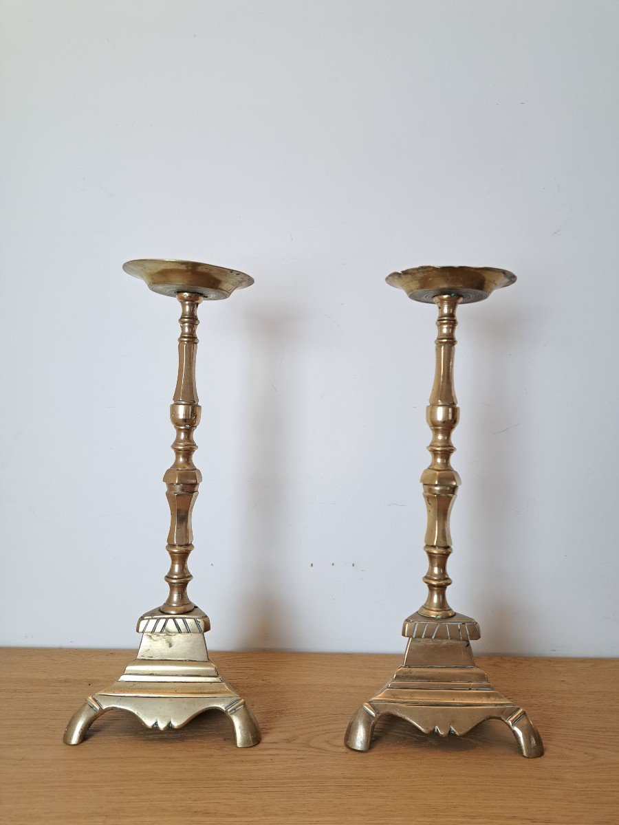 Pair Of Spades Candles, Bronze, XVII°.-photo-2
