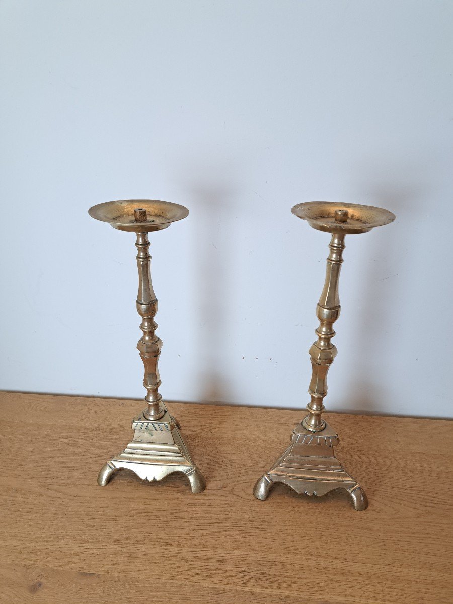 Pair Of Spades Candles, Bronze, XVII°.-photo-3