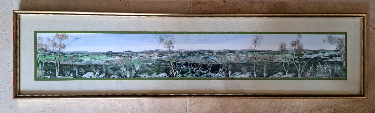 Georges Kihm , Paysage, Peinture Cellulosique, Bristol , XX°. -photo-2