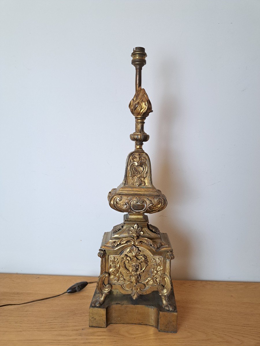 Lamp Base, Regency, Gilt Bronze, 18th Century.-photo-2