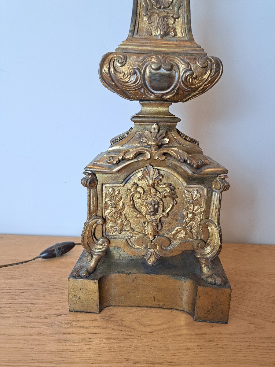Lamp Base, Regency, Gilt Bronze, 18th Century.-photo-3