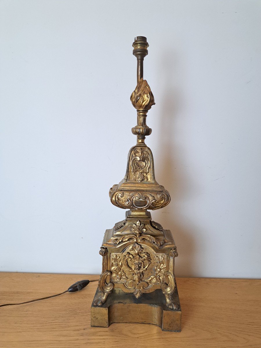 Lamp Base, Regency, Gilt Bronze, 18th Century.