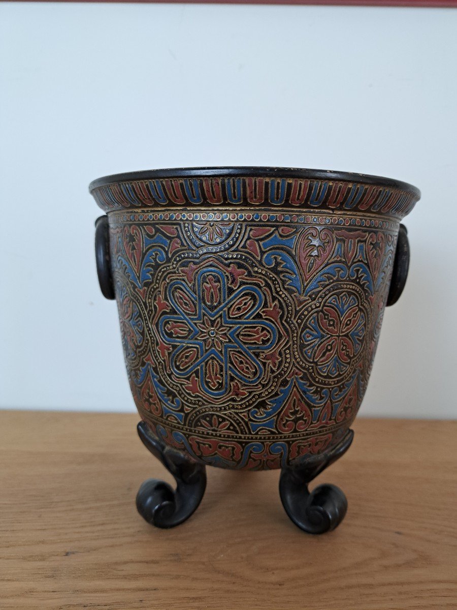 Wilhem Schiller Und Sohn, Cache Pot, Moorish Decor, Ceramic, Late 19th Century.-photo-2