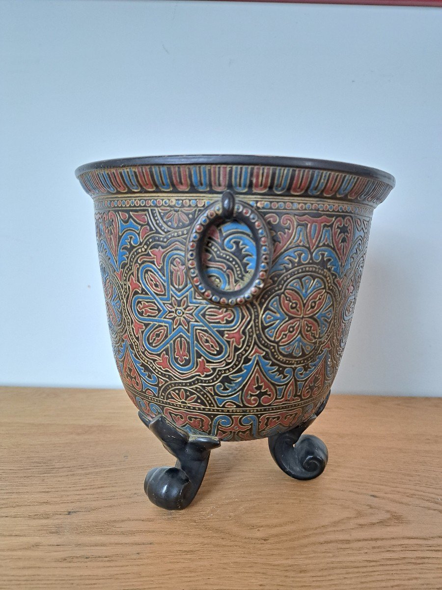 Wilhem Schiller Und Sohn, Cache Pot, Moorish Decor, Ceramic, Late 19th Century.-photo-3