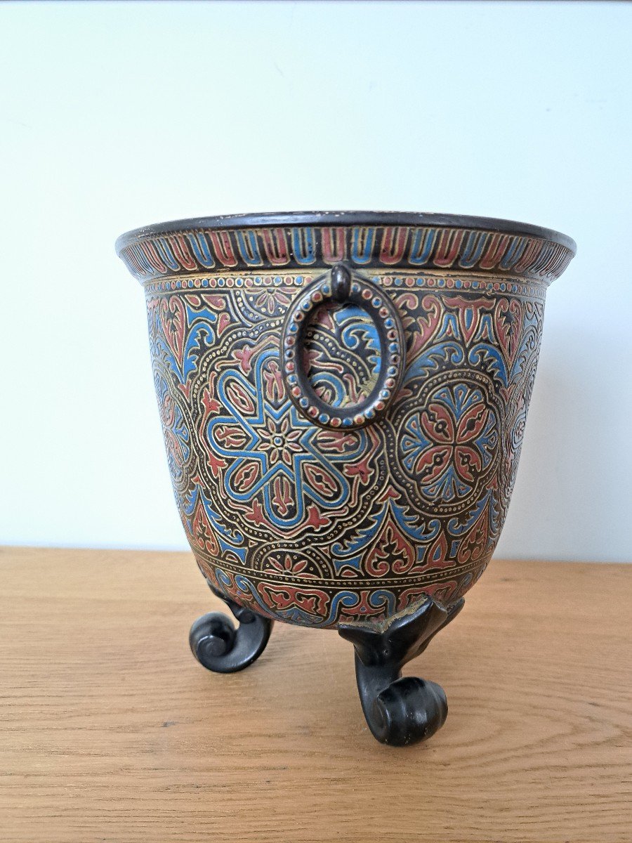 Wilhem Schiller Und Sohn, Cache Pot, Moorish Decor, Ceramic, Late 19th Century.-photo-2