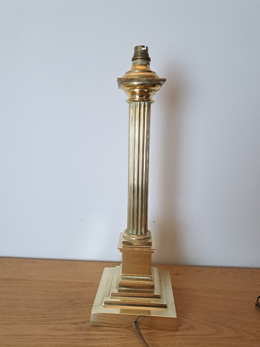 Attribué à La Maison Jansen , Pied  De Lampe , Bronze Doré , Année 40/50 . -photo-1