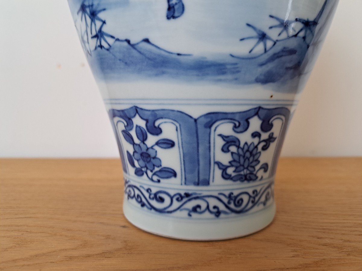 Chine , Pot Couvert , Porcelaine Blanc Bleu , XX°. -photo-2
