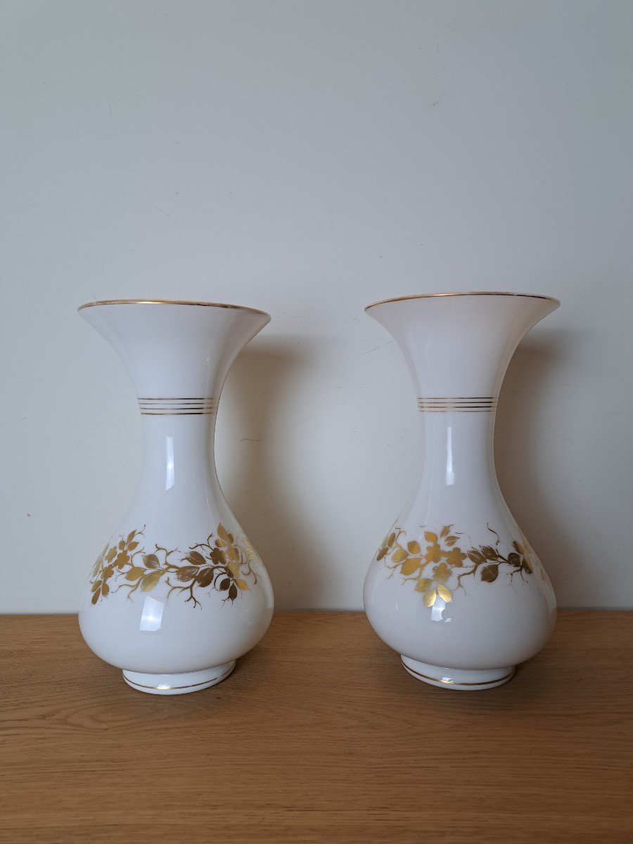Pair Of Large Baluster Vases, Opaline, Restoration Period, 19th Century.-photo-2