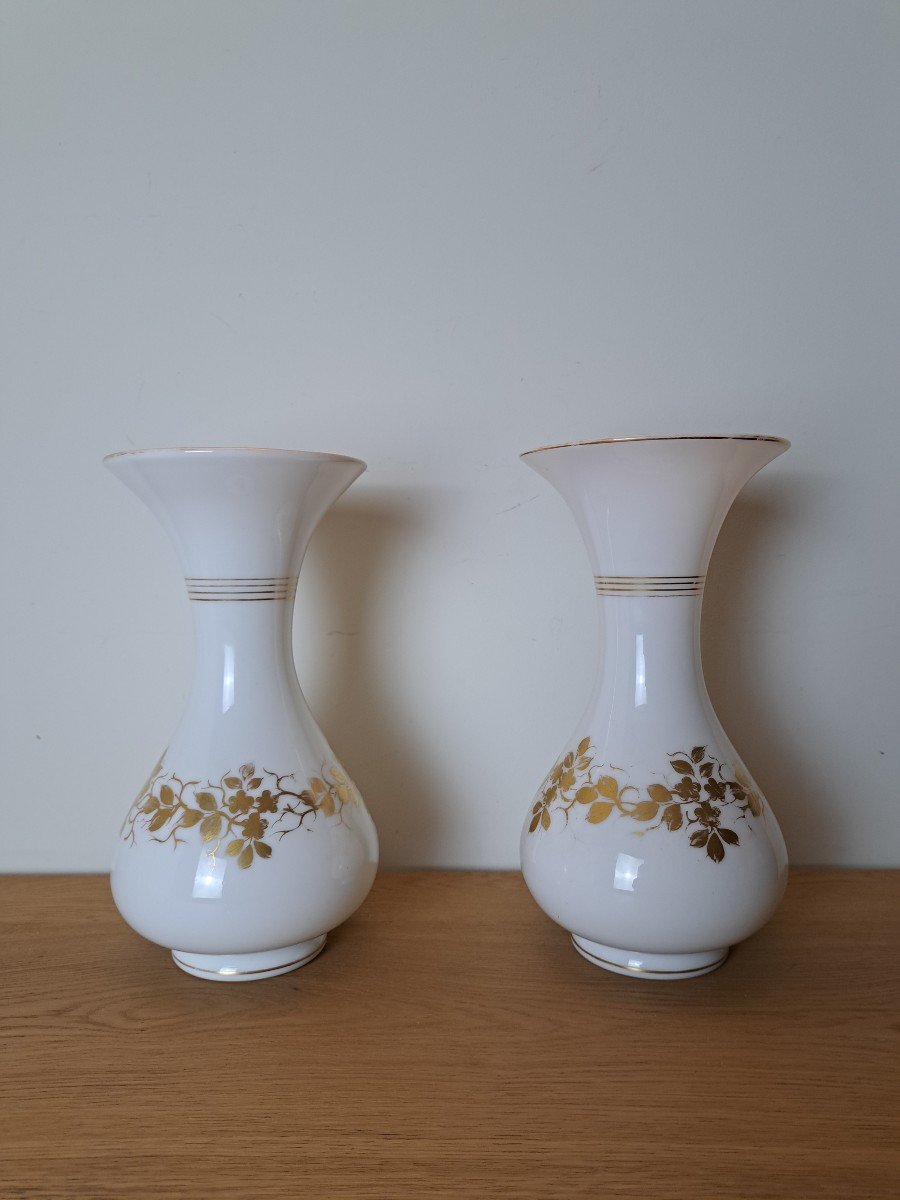 Pair Of Large Baluster Vases, Opaline, Restoration Period, 19th Century.