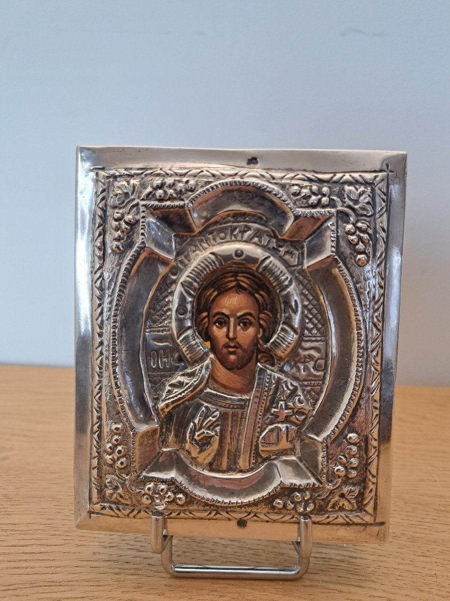 Christ , Icône , Argent , Début XX°. -photo-1