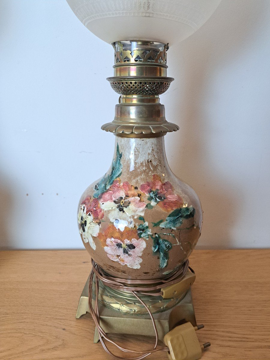 Paire De Lampes , Barbotine , Montigny Sur Loing , Fin XIX°. -photo-4