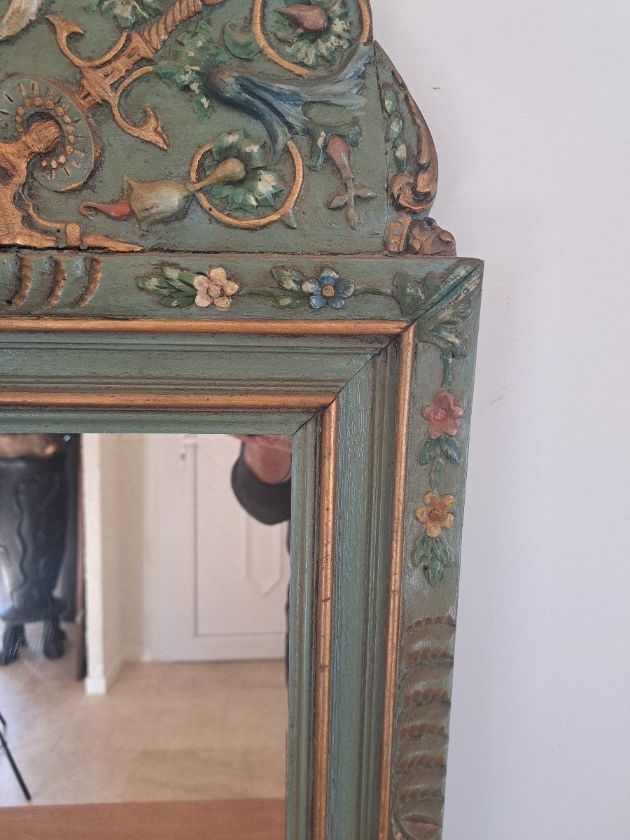 Miroir à Fronton , Bois Peint , Italie , Fin XVIII°/début XIX°. -photo-4