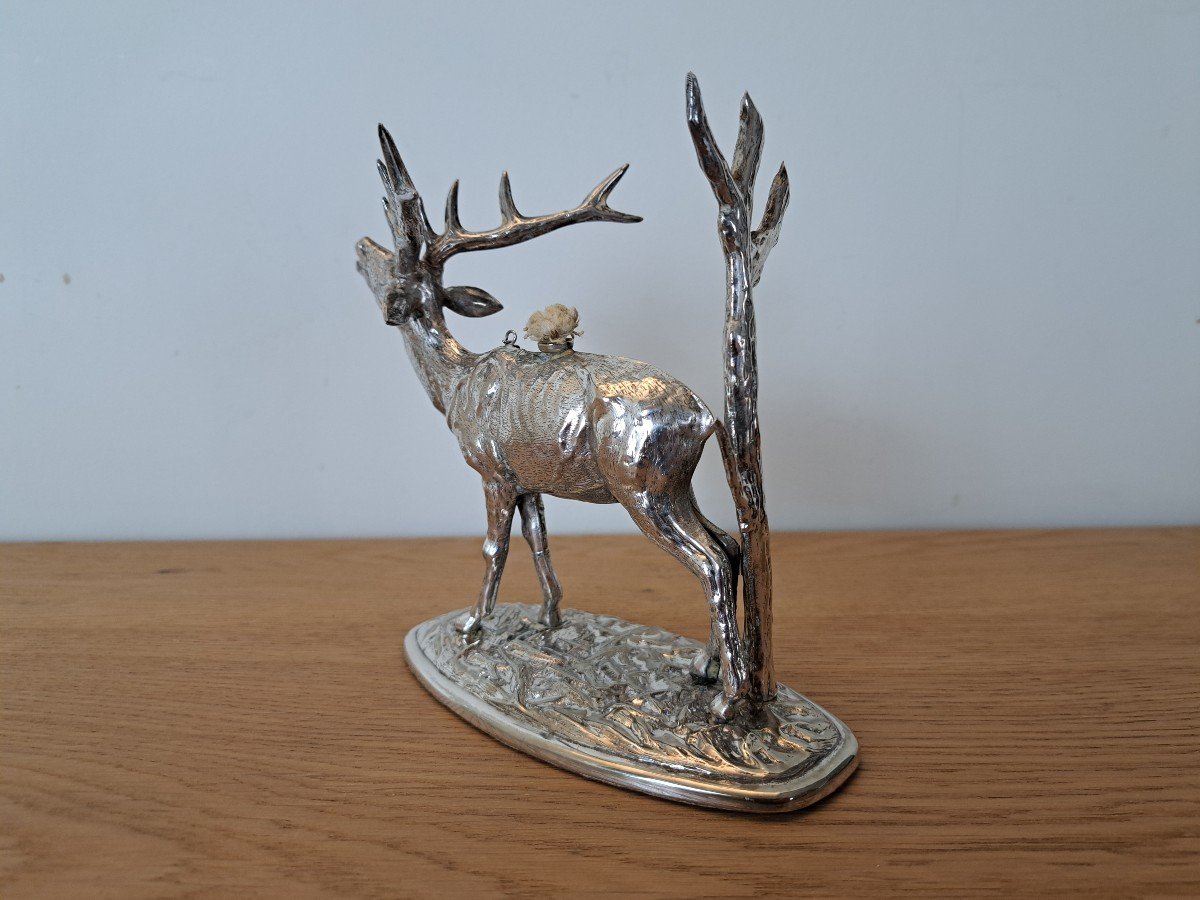 Alcohol Stove, Deer, Silver Metal, Spain, 20th Century.-photo-2