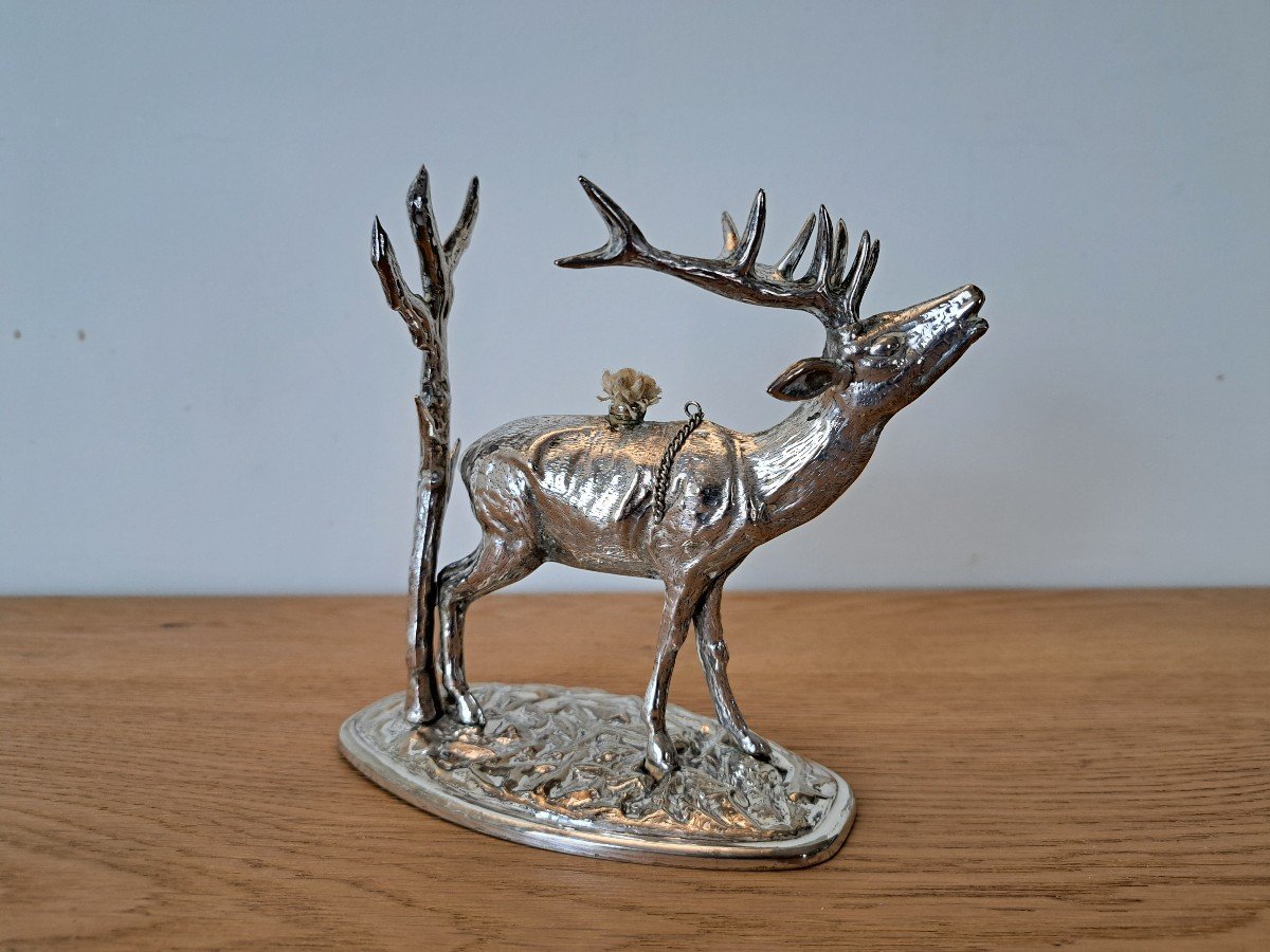 Alcohol Stove, Deer, Silver Metal, Spain, 20th Century.-photo-4