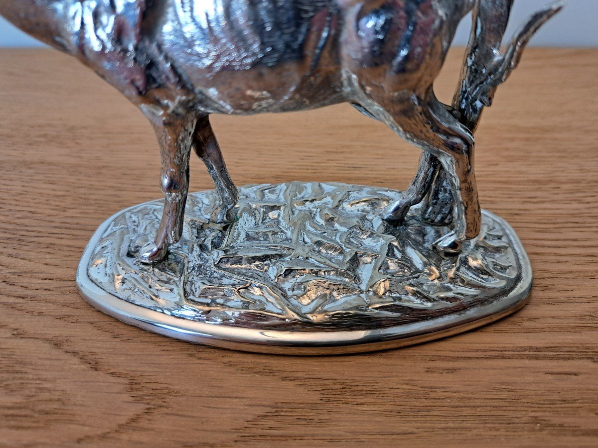 Alcohol Stove, Deer, Silver Metal, Spain, 20th Century.-photo-3