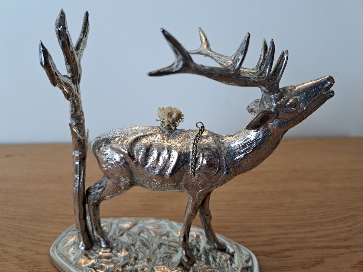 Alcohol Stove, Deer, Silver Metal, Spain, 20th Century.-photo-5
