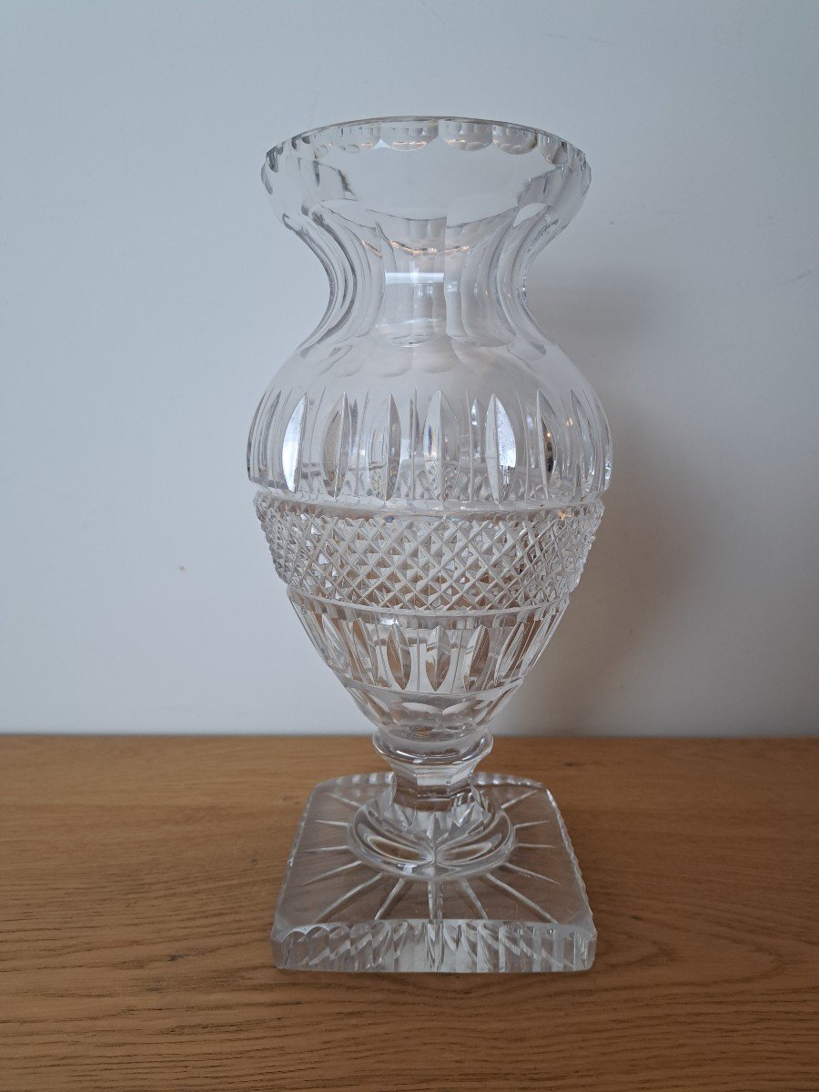 Baccarat Or Saint Louis, Baluster Vase, Cut Crystal, Charles X, Early 20th Century.-photo-2