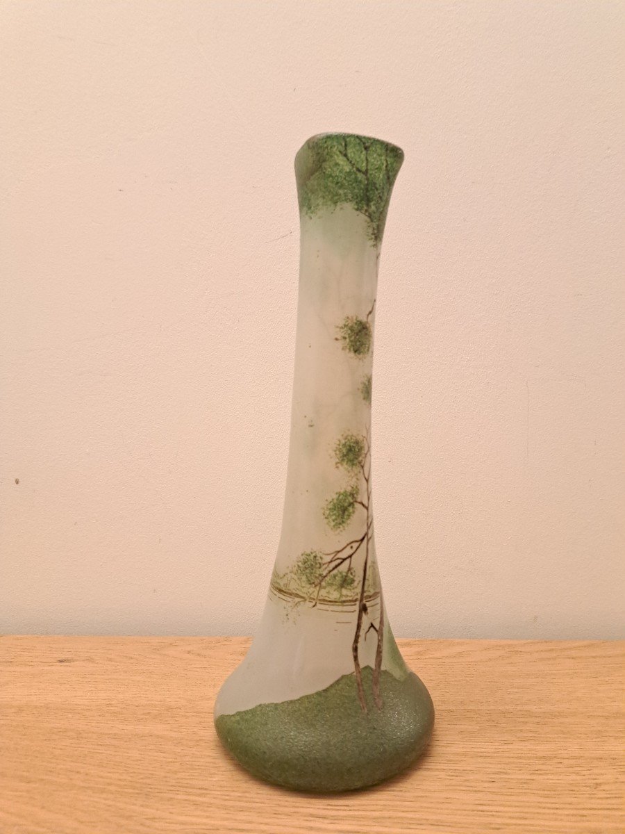 Legras , Vase , Décor Lacustre, Verre Et émail , XX°.-photo-3