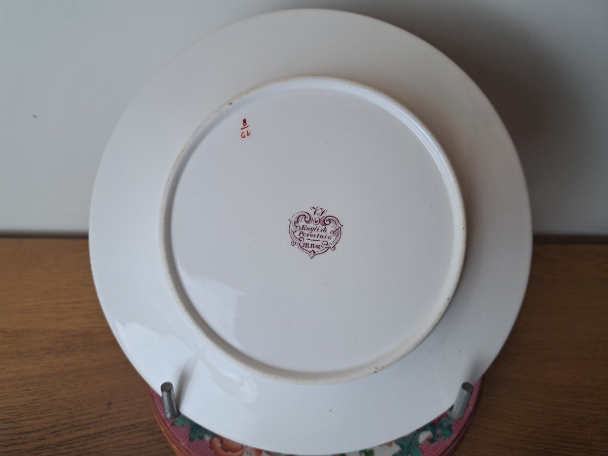 Porcelaine Anglaise , 6 Assiettes à Dessert , Compagnie Des Indes , XIX°. -photo-2
