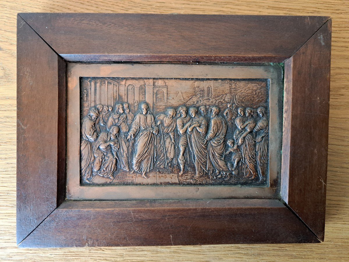 Francesco Puttinati, The Adulterous Woman, Plaque, Metal, 19th Century. 