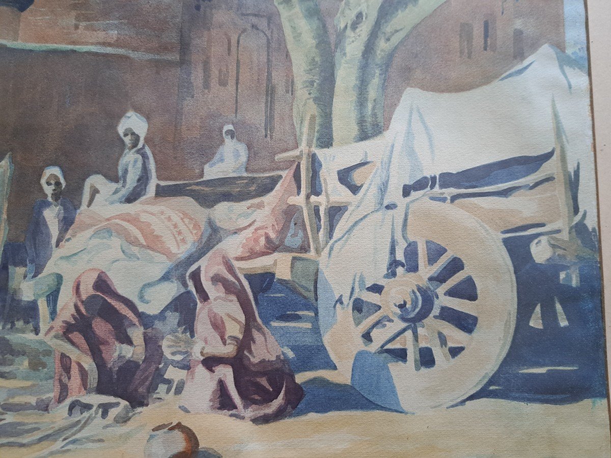 Mc Kean, North African Village Scene, Watercolor, 1949.-photo-3