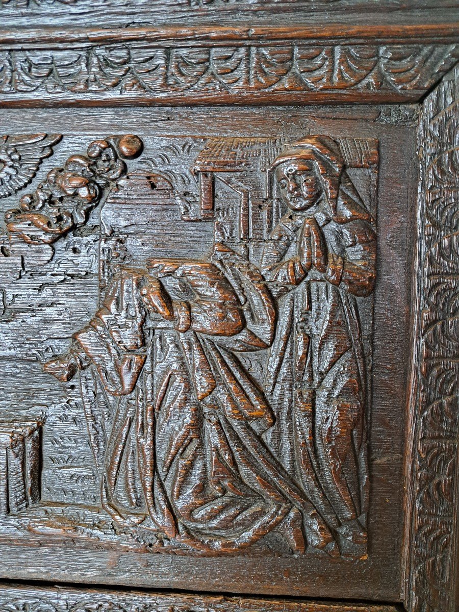 Panneau "La Nativité ", Chêne sculpté , Normandie , Début XVII°. -photo-3